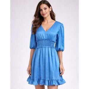 Taylor Blue Smocked Waist Mini Dress — Size 4